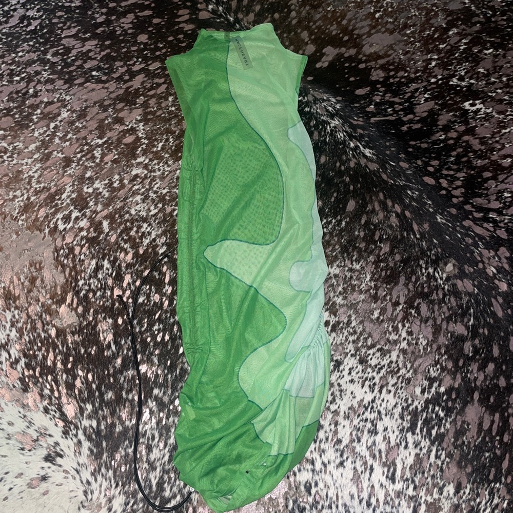 Green see through abstract dress or coverup